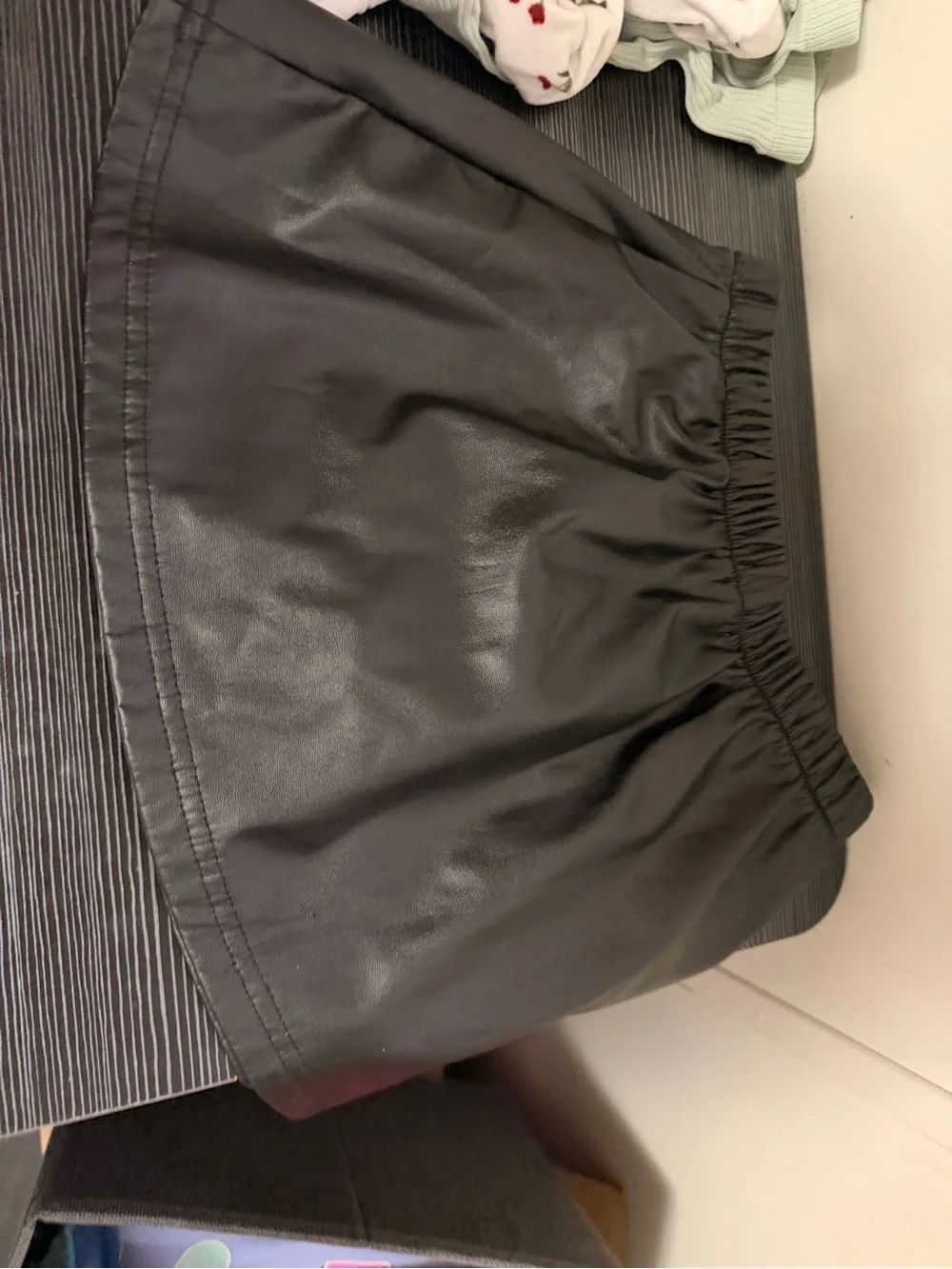 GAP Black Faux Leather Mini Skirt with Elastic Waist